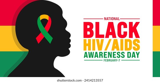 February is National Black HIV AIDS Awareness Day background template with USA flag theme concept. Holiday concept. use to background, banner, placard, card, and poster design template