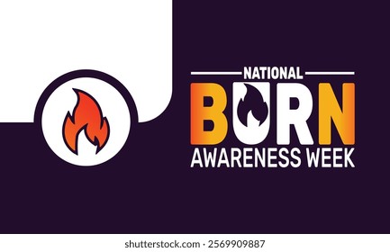 February is National Burn Awareness Week background template. Perfect for banners, cards, posters, and social media . Vector design with text inscription and classic color for a professional look