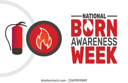 February is National Burn Awareness Week background template. Perfect for banners, cards, posters, and social media . Vector design with text inscription and classic color for a professional look