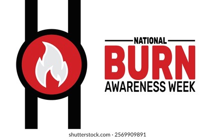 February is National Burn Awareness Week background template. Perfect for banners, cards, posters, and social media . Vector design with text inscription and classic color for a professional look