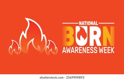 February is National Burn Awareness Week background template. Perfect for banners, cards, posters, and social media . Vector design with text inscription and classic color for a professional look