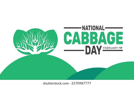 February is National Cabbage Day background template. Perfect for banners, cards, posters, social media. Vector design with text inscription and classic color for a professional look