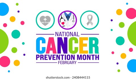 februar ist die National Cancer Prevention Month Hintergrundvorlage. Urlaubskonzept. Hintergrund-, Banner-, Plakat-, Karten- und Plakatdesign-Vorlage mit Texteinschrift und Standardfarbe.