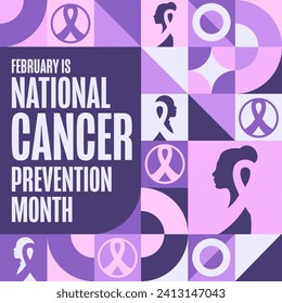 February is National Cancer Prevention Month. Holiday concept. Template for background, banner, card, poster with text inscription. Vector EPS10 illustration