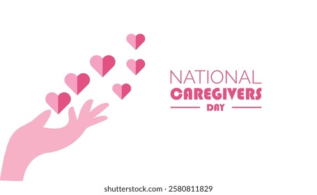 February is National Caregivers Day. Vector template Design for banner, greeting card, poster, prints, social media post ,flyer , T shirt with background.