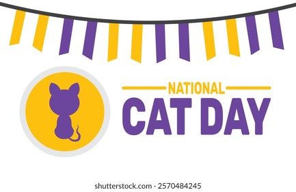 February is National Cat Day background template. Perfect for banners, cards, posters, and social media .Vector design with text inscription and classic color for a professional look