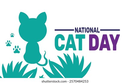 February is National Cat Day background template. Perfect for banners, cards, posters, and social media .Vector design with text inscription and classic color for a professional look