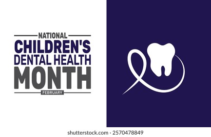 February is National Children Dental Health Month background template. Perfect for banners, cards, posters, and social media . Vector design with text inscription and classic color for