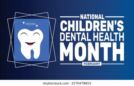 February is National Children Dental Health Month background template. Perfect for banners, cards, posters, and social media . Vector design with text inscription and classic color for