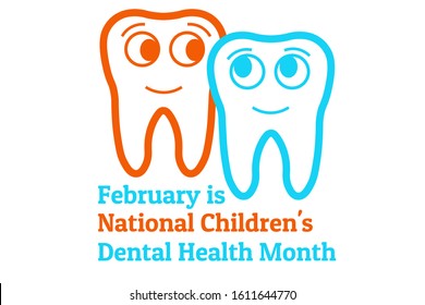 February is National Children's Dental Health Month - NCDHM. Template for background, banner, card, poster with text inscription. Vector EPS10 illustration