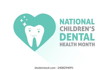 February is National Children's Dental Health Month. Protecting teeth and promoting good health, Holiday concept for banner, poster, card and background design. Vector illustration.