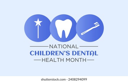 February is National Children's Dental Health Month. Protecting teeth and promoting good health, Holiday concept for banner, poster, card and background design. Vector illustration.