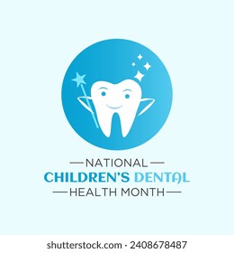 February is National Children's Dental Health Month. Protecting teeth and promoting good health, Holiday concept for banner, poster, card and background design. Vector illustration.