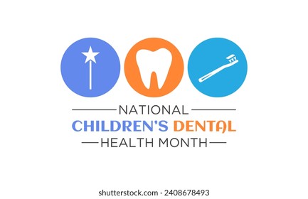 February is National Children's Dental Health Month. Protecting teeth and promoting good health, Holiday concept for banner, poster, card and background design. Vector illustration.