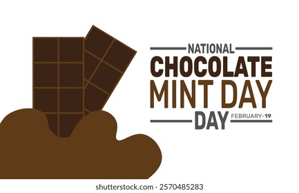 February is National chocolate mint day background template. use for banners, cards, posters, and social media. Vector design with text inscription and classic color for a professional look