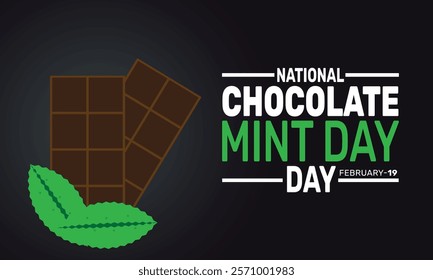 February is National chocolate mint day background template. use for banners, cards, posters, and social media. Vector design with text inscription and classic color for a professional look