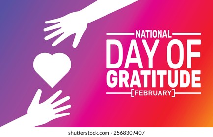 February is National day of gratitude background template. Perfect for banners, cards, posters, and social media. Vector design with text inscription and classic color for a professional look