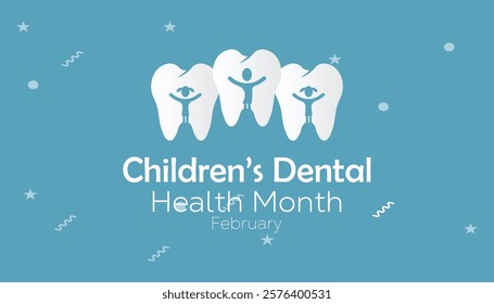 February is National Children’s Dental Health Month. Vector template Design for banner, greeting card, poster, prints, social media post ,flyer , T shirt with background.