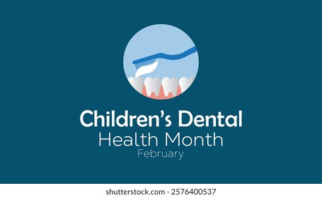 February is National Children’s Dental Health Month. Vector template Design for banner, greeting card, poster, prints, social media post ,flyer , T shirt with background.