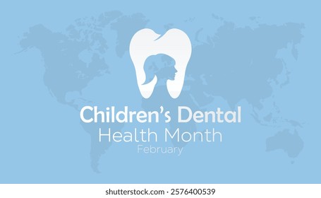 February is National Children’s Dental Health Month. Vector template Design for banner, greeting card, poster, prints, social media post ,flyer , T shirt with background.