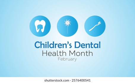 February is National Children’s Dental Health Month. Vector template Design for banner, greeting card, poster, prints, social media post ,flyer , T shirt with background.