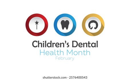 February is National Children’s Dental Health Month. Vector template Design for banner, greeting card, poster, prints, social media post ,flyer , T shirt with background.