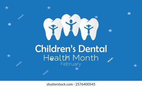 February is National Children’s Dental Health Month. Vector template Design for banner, greeting card, poster, prints, social media post ,flyer , T shirt with background.