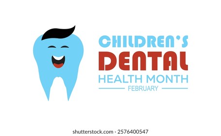 February is National Children’s Dental Health Month. Vector template Design for banner, greeting card, poster, prints, social media post ,flyer , T shirt with background.