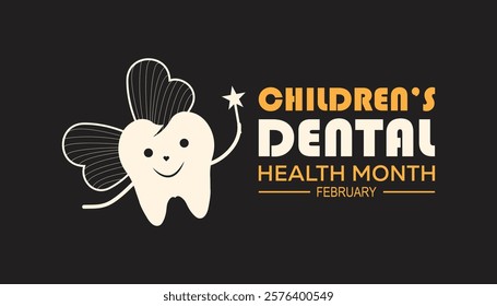 February is National Children’s Dental Health Month. Vector template Design for banner, greeting card, poster, prints, social media post ,flyer , T shirt with background.