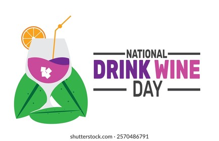 February is National drink wine day background template. perfect for banners, cards, posters, and social media. Vector design with text inscription and classic color for a professional look