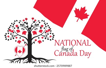 february is national flag of canada day background template. Perfect for banners, cards, posters, social media. Vector design with text inscription and classic color for a professional look