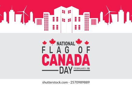 february is national flag of canada day background template. Perfect for banners, cards, posters, social media. Vector design with text inscription and classic color for a professional look