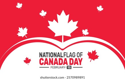 february is national flag of canada day background template. Perfect for banners, cards, posters, social media. Vector design with text inscription and classic color for a professional look