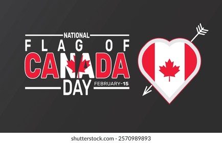 february is national flag of canada day background template. Perfect for banners, cards, posters, social media. Vector design with text inscription and classic color for a professional look