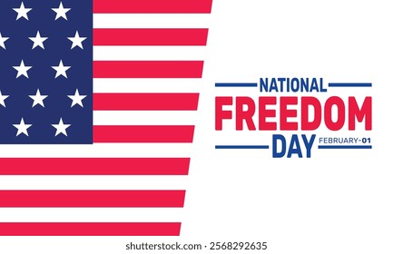 February is National Freedom Day background template. Perfect for banners, cards, posters, and social media. Vector design with text inscription and classic color for a professional look