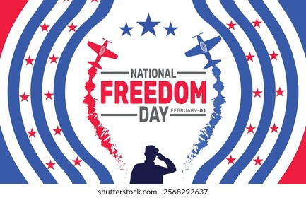 February is National Freedom Day background template. Perfect for banners, cards, posters, and social media. Vector design with text inscription and classic color for a professional look