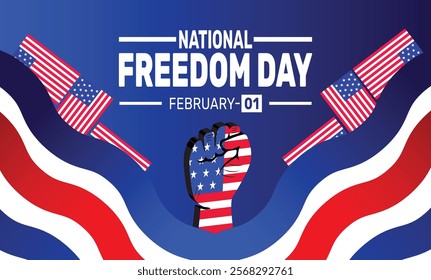 February is National Freedom Day background template. Perfect for banners, cards, posters, and social media. Vector design with text inscription and classic color for a professional look