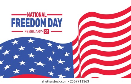 February is National Freedom Day background template. Perfect for banners, cards, posters, and social media. Vector design with text inscription and classic color for a professional look