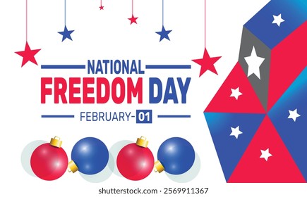 February is National Freedom Day background template. Perfect for banners, cards, posters, and social media. Vector design with text inscription and classic color for a professional look