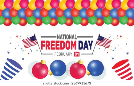 February is National Freedom Day background template. Perfect for banners, cards, posters, and social media. Vector design with text inscription and classic color for a professional look