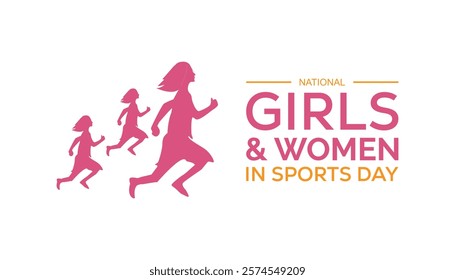 February is National Girls And Women in Sports Day. Vector template Design for banner, greeting card, poster, prints, social media post ,flyer , T shirt with background.