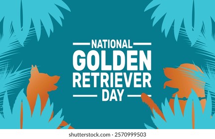 February is National Golden Retriever Day background template. Perfect for banners, cards, posters, and social media.Vector design with text inscription and classic color for a professional look