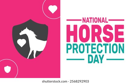 February is National Horse Protection Day background template. Perfect for banners, cards, posters, and social media. Vector design with text inscription and classic color for a professional look