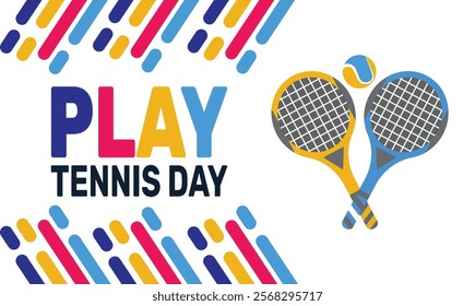 February is National play tennis day background template. Perfect for banners, cards, posters, and social media . Vector design with text inscription and classic color for a professional look