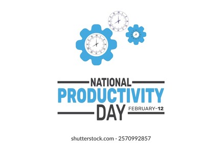 February is National Productivity Day background template. Perfect for banners, cards, posters, and social media . Vector design with text inscription and classic color for a professional look