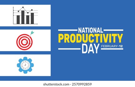 February is National Productivity Day background template. Perfect for banners, cards, posters, and social media . Vector design with text inscription and classic color for a professional look