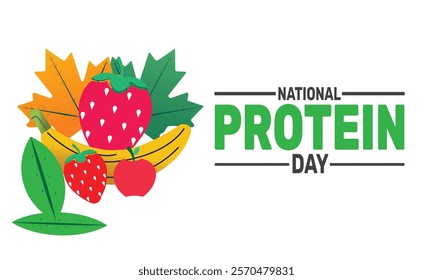 February is National Protein Day background template. Perfect for banners, cards, posters, and social media .Vector design with text inscription and classic color for a professional look