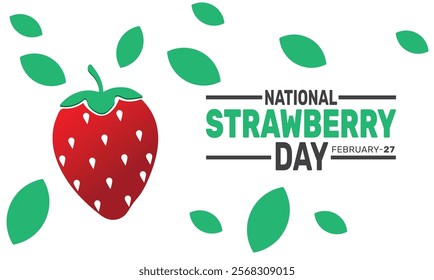 February is National Strawberry Day background template. Perfect for banners, cards, posters, and social media. Vector design with text inscription and classic color for a professional look