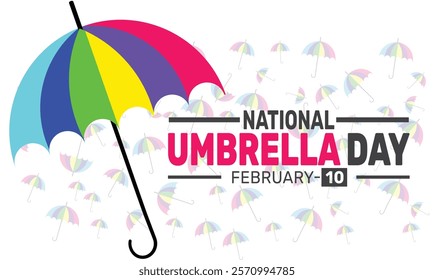 February is National Umbrella Day background template. Perfect for banners, cards, posters, and social media . Vector design with text inscription and classic color for a professional look