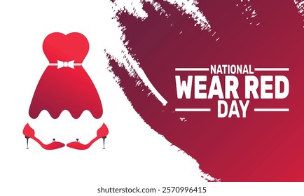 February is National Wear Red Day background template. Perfect for banners, cards, posters, social media. Vector design with text inscription and classic color for a professional look